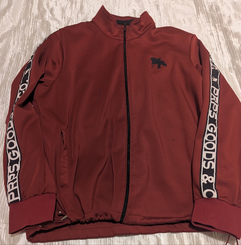 PRPS Men's Maroon Jacket with Black Accents